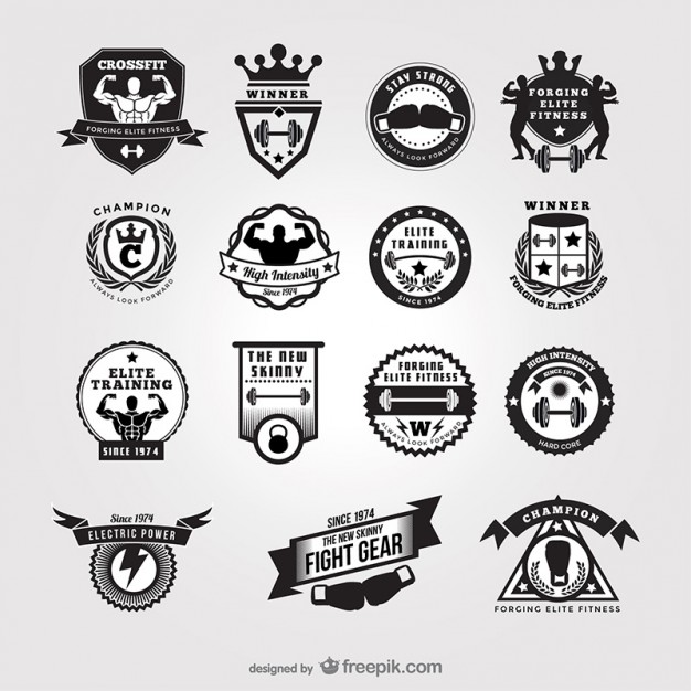 626x626 Black And White Gym Badges Free Vector