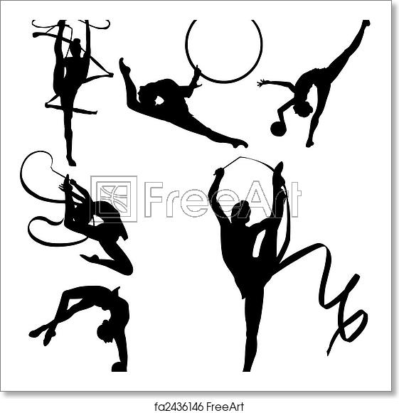 561x581 Free Art Print Of Rhythmic Gymnasts Silhouettes Vector