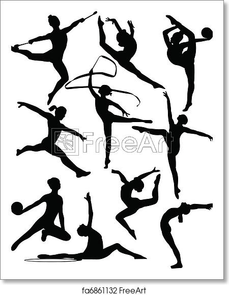 450x580 Free Art Print Of Rhythmic Gymnastic Silhouettes Rhythmic