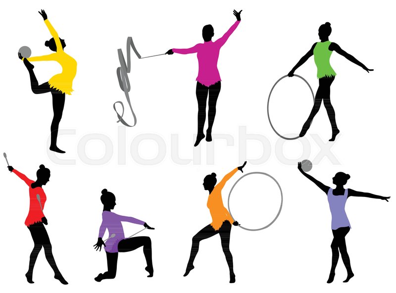 800x592 Rhythmic Gymnastics Silhouettes Stock Vector Colourbox