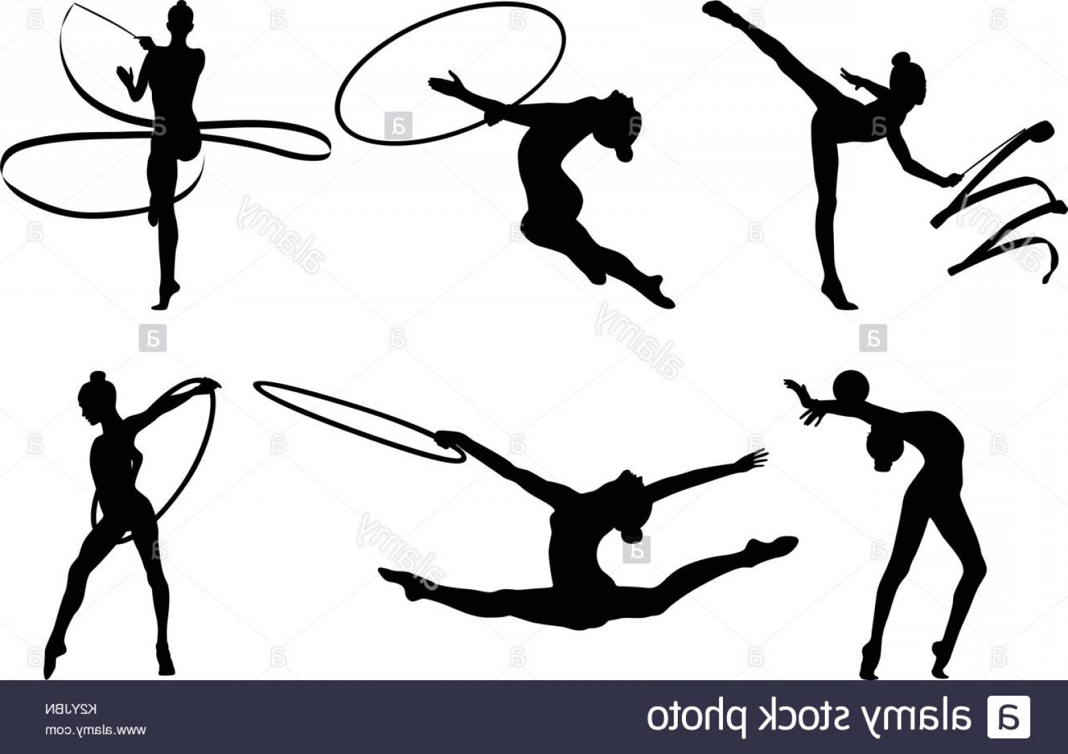 1560x1102 Stock Photo Set Rhythmic Gymnastics Silhouette Vector Illustration