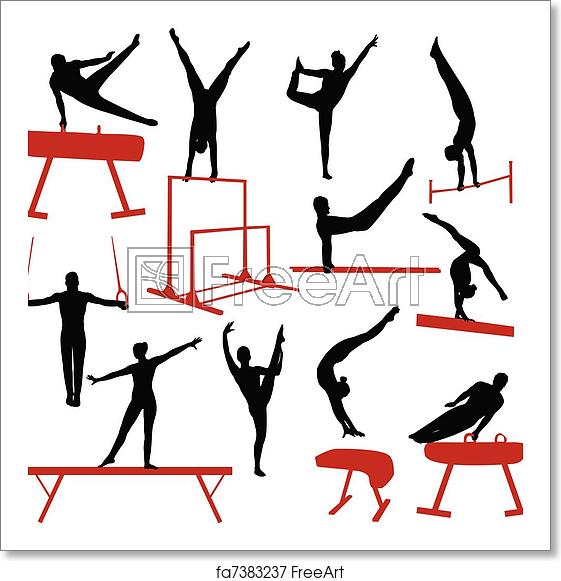 561x581 Free Art Print Of Gymnastics Gymnastics Silhouettes