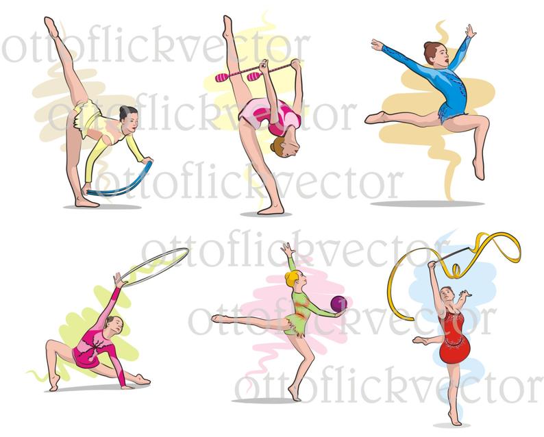 794x638 Rhythmic Gymnastics Vector Clipart Exercise Girls Etsy