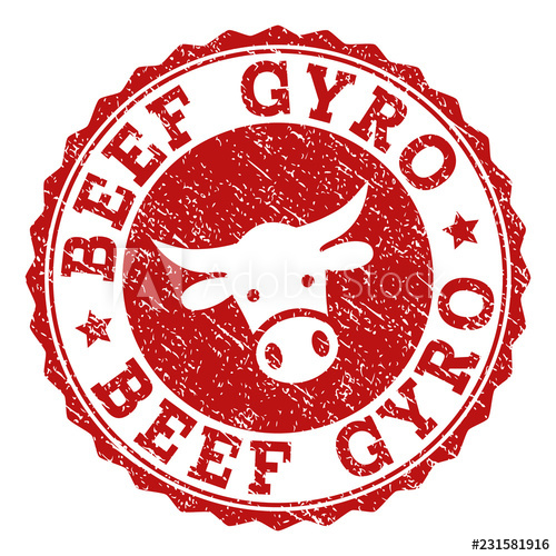 500x500 Gyro Stamp Seal With Grunged Texture Designed With Cow Head