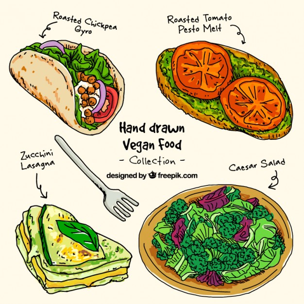 626x626 Hand Drawn Delicious Vegan Menus Vector Free Download