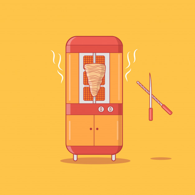 626x626 Modern Gyros Shawarma Grill Machine Vector Illustration Vector