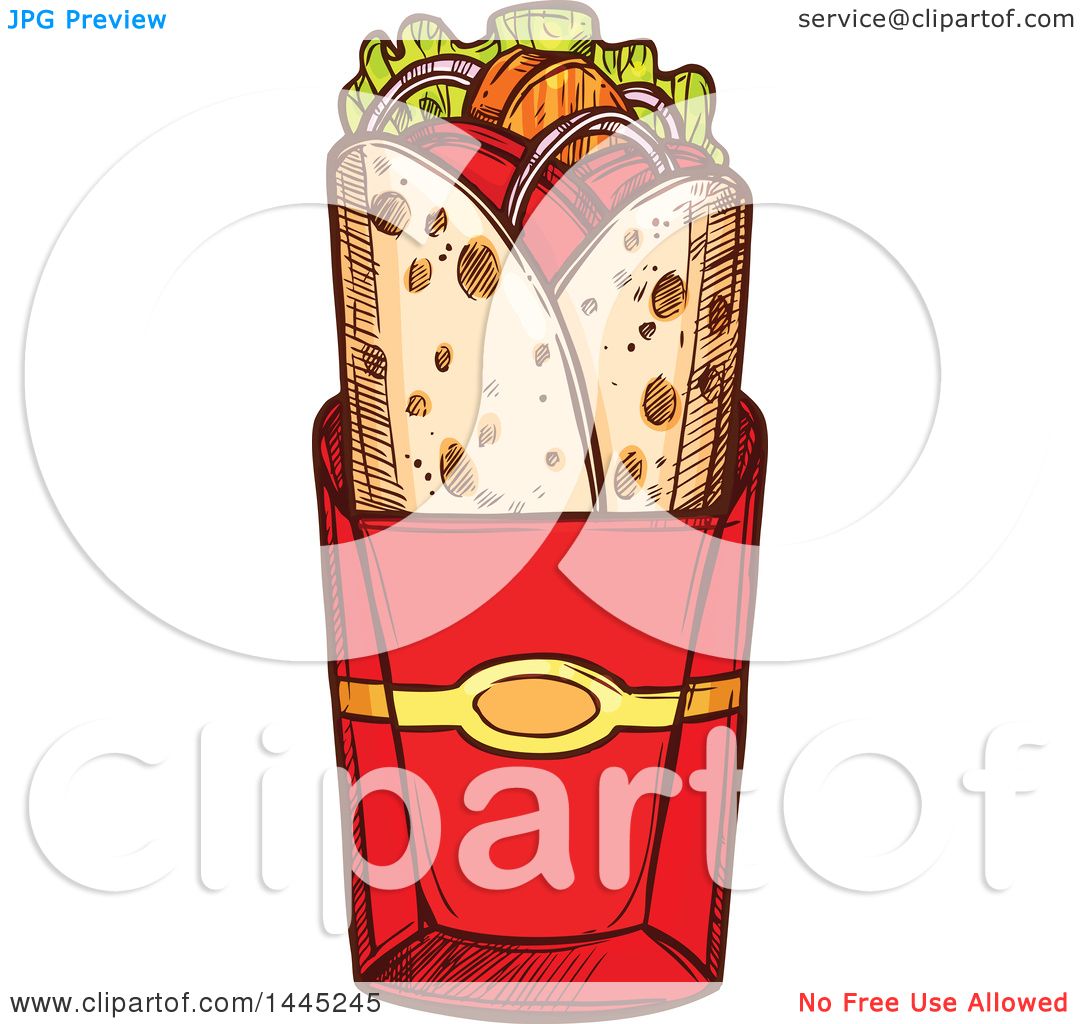 1080x1024 Clipart Of A Sketched Doner Kebab Or Gyro