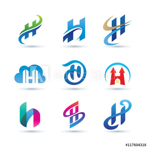 500x500 Set Of Abstract Letter H Logo