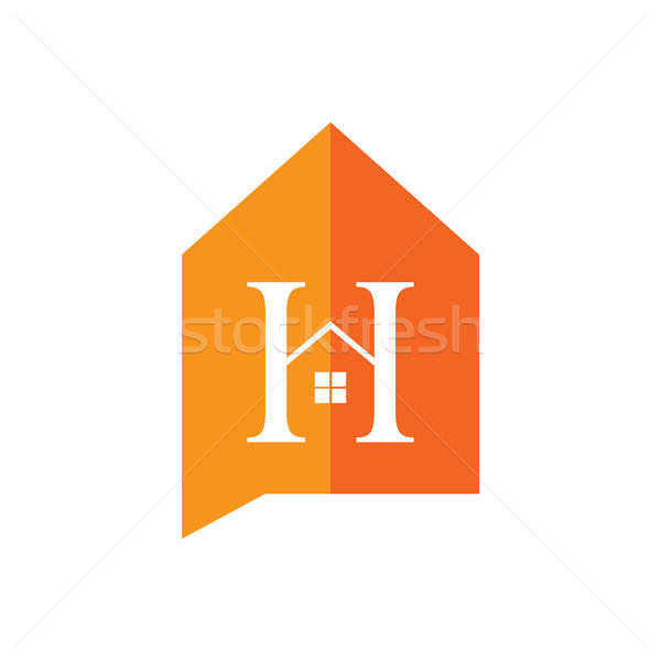 600x600 Orange House And Initial Letter H Logo Talk House Concept Logo