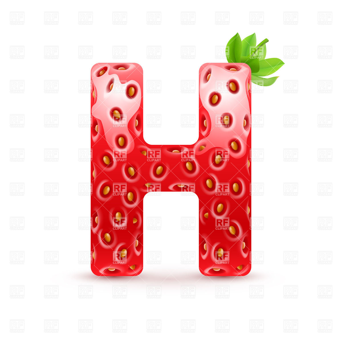 1200x1200 Strawberry Style Font, Letter H Vector Image Of Design Elements