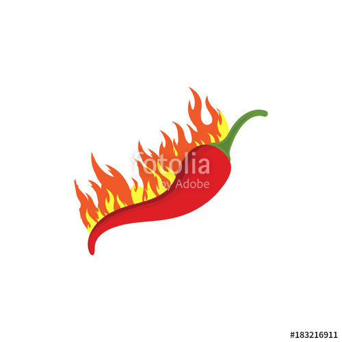 500x500 Vector Illustration Of A Hot Jalapeno Or Chili Peppers In Fire