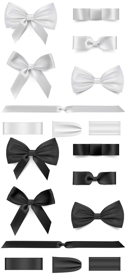 Black With White Bow Ribbon Vector 500x1086 Black With White Bow Ribbon Vector