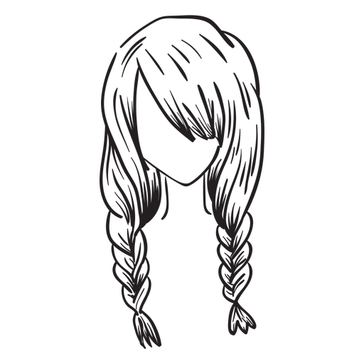 Double French Braids Hair Hand Drawn 512x512 Double French Braids Hair Hand Drawn