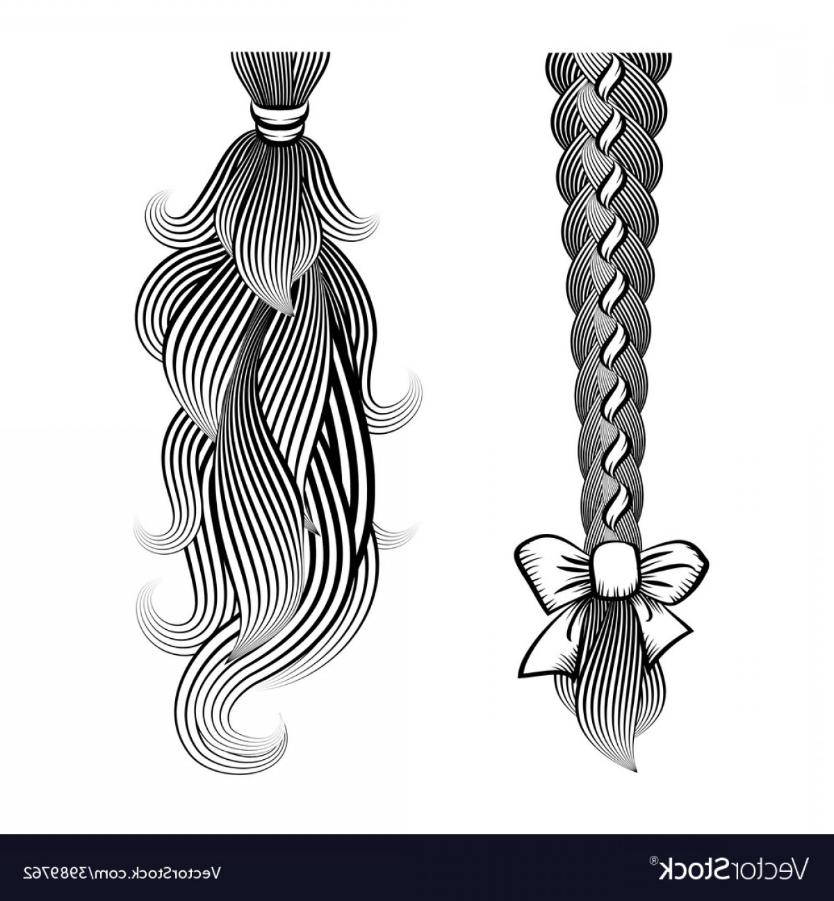 Loose Hair In A Plait And Ponytail Vector Soidergi 1200x1296 Loose Hair In A Plait And Ponytail Vector Soidergi
