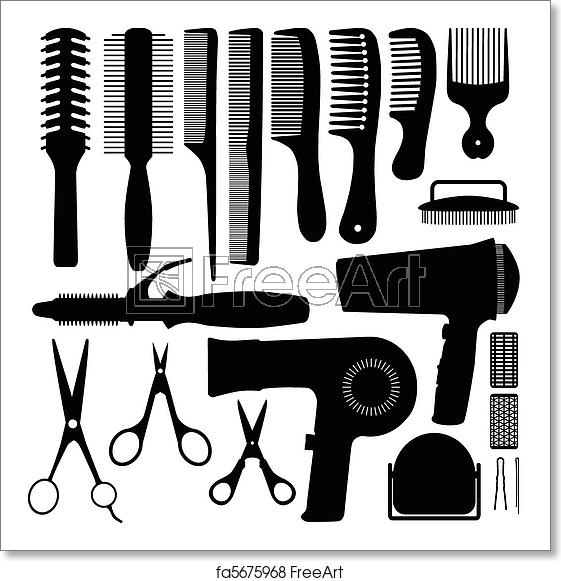 561x581 Free Art Print Of Hair Accessories Silhouette Vector Hair