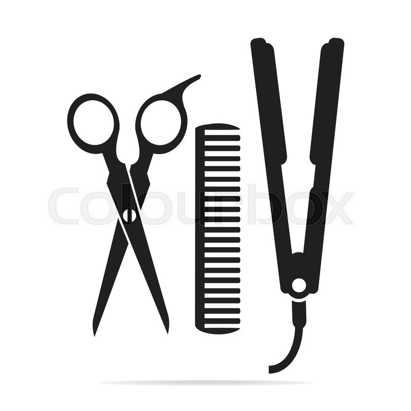 800x800 Hair Salon With Scissors, Comb Icon, Stock Vector Colourbox