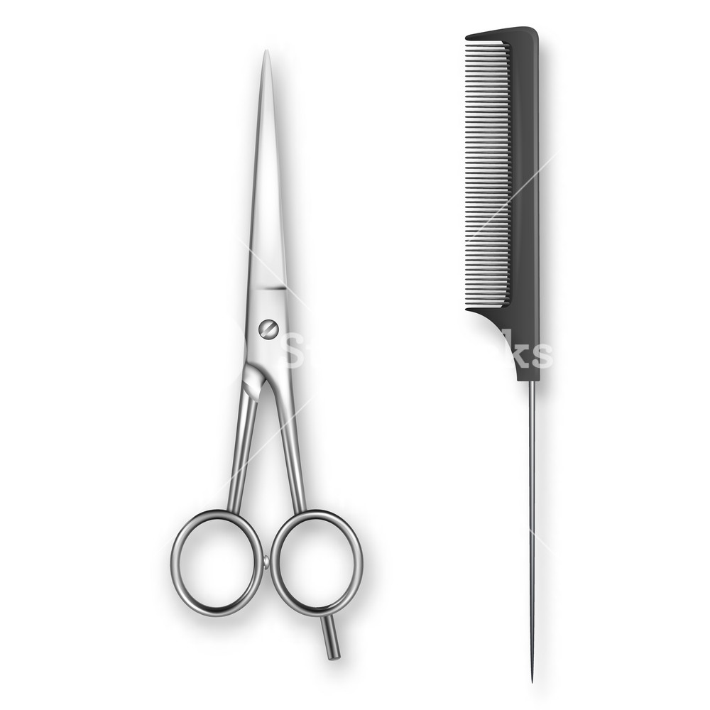 1000x1000 Vector Realistic Classic Simple Scissors And Black Plastic