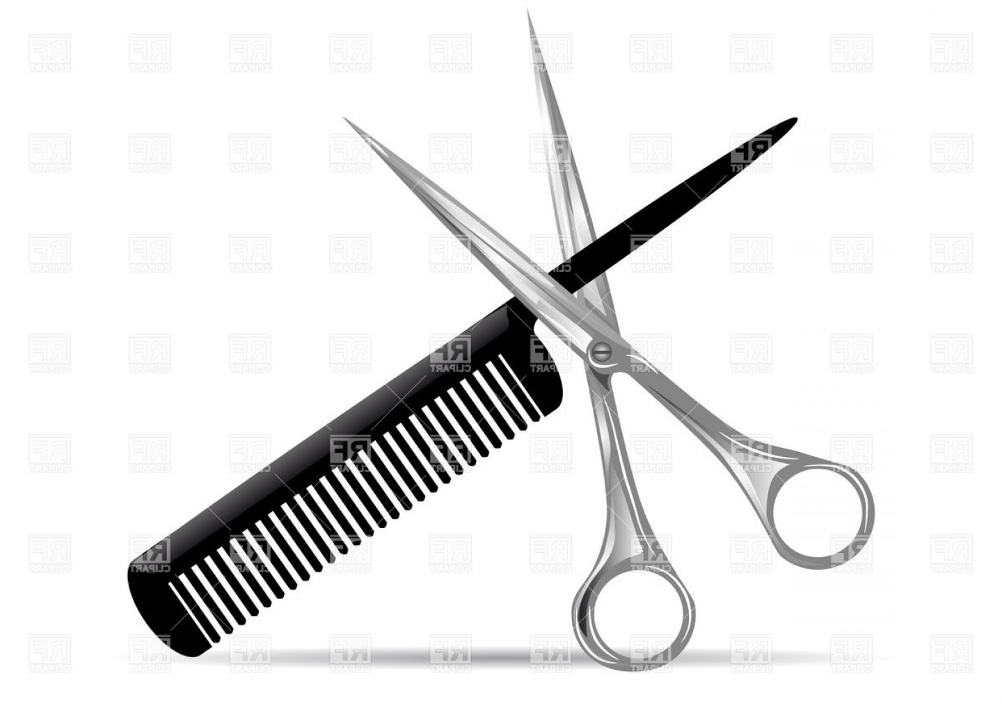 1440x1018 Hairdressing Scissors And Comb Isolated On White Vector Clipart