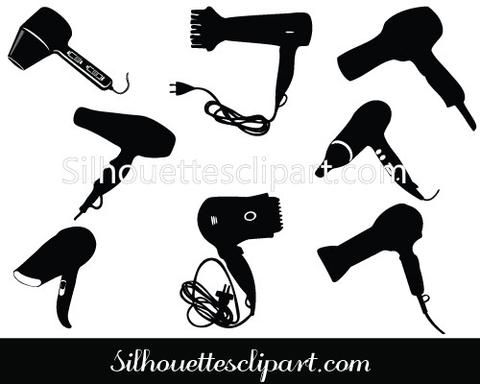 480x384 Hair Dryer Silhouette Vector Graphics Pack Electrical Silhouette