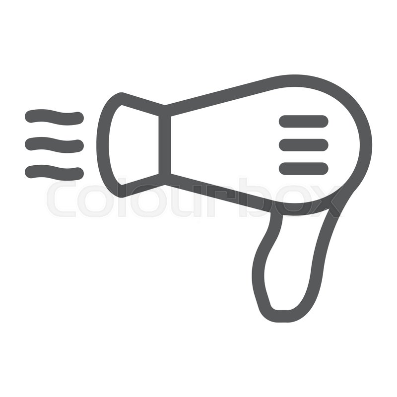 800x800 Hair Dryer Line Icon, Barber And Stock Vector Colourbox