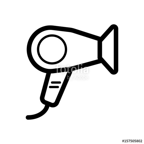 500x500 Hair Dryer Vector Icon Black Hotel Room Hair Dryer Illustration