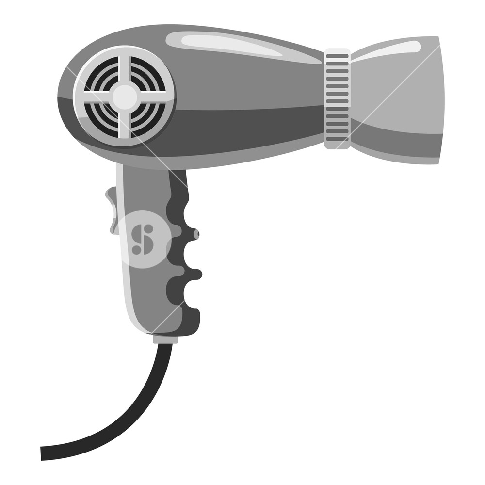 1000x1000 Hairdryer Icon Gray Monochrome Illustration Of Hairdryer Vector