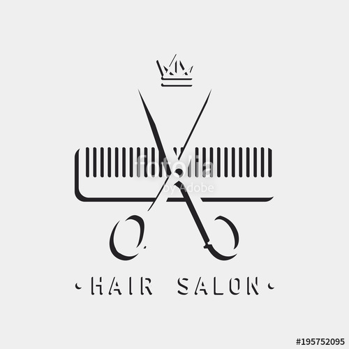 Hair Salon Logo Scissors Comb And Crown Vector Illustration Stock 500x500 Hair Salon Logo Scissors Comb And Crown Vector Illustration Stock