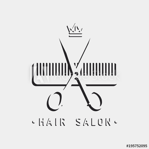 500x500 Hair Salon Logo Scissors Comb And Crown Vector Illustration