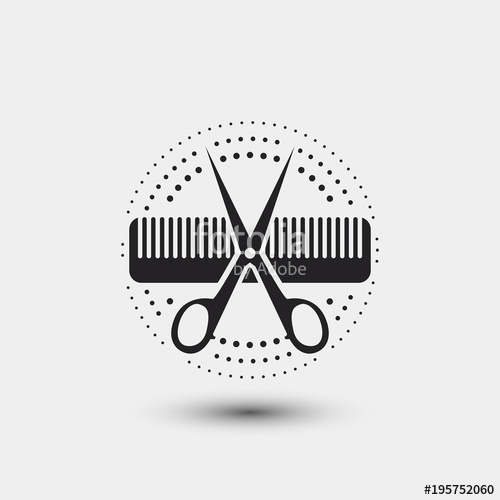 500x500 Hair Salon Logo Scissors Comb Vector Illustration Stock Image