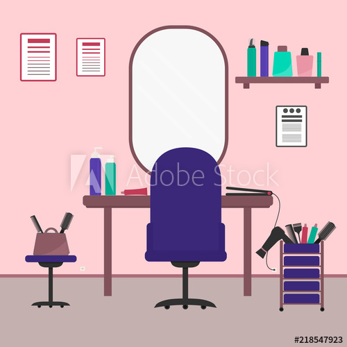 500x500 Beauty Salon Interior In Flat Style Workplace Of The Hairdresser