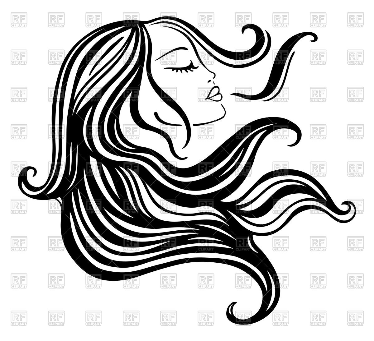 Beautiful Woman's Face With Long Hair Vector Image Of People 1200x1097 Beautiful Woman's Face With Long Hair Vector Image Of People