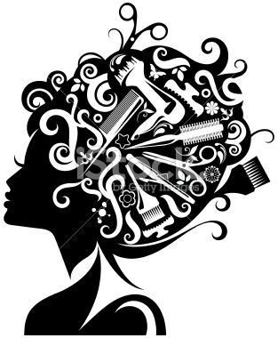 313x380 Lady's Silhouette With Hairdressing Accessories Composed With Her