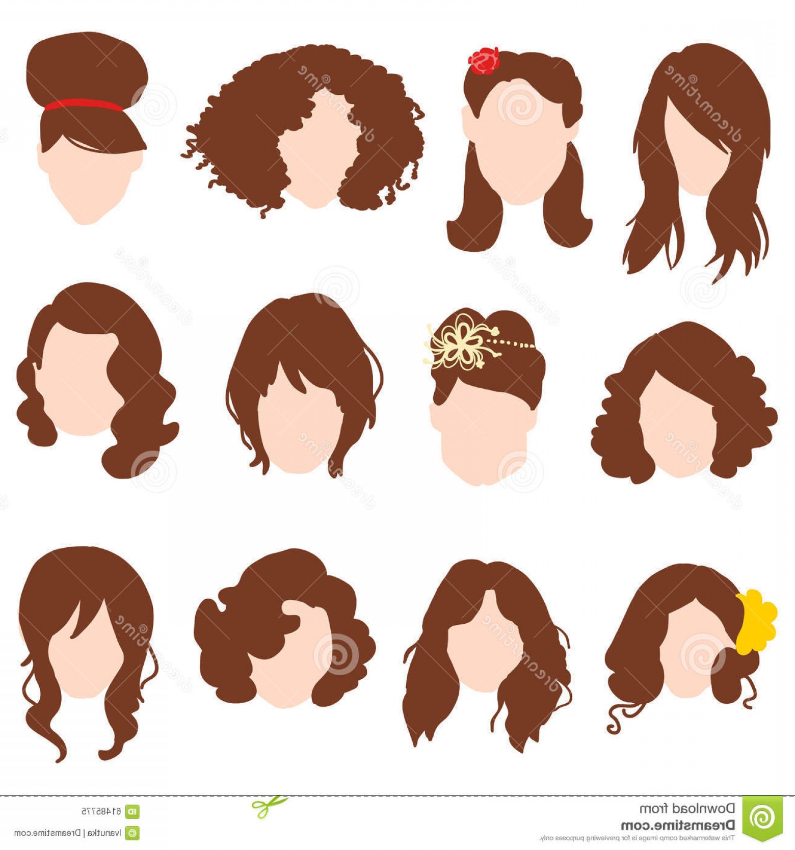 1560x1668 Stock Illustration Styles Hair Silhouettes Woman Hairstyle Brown