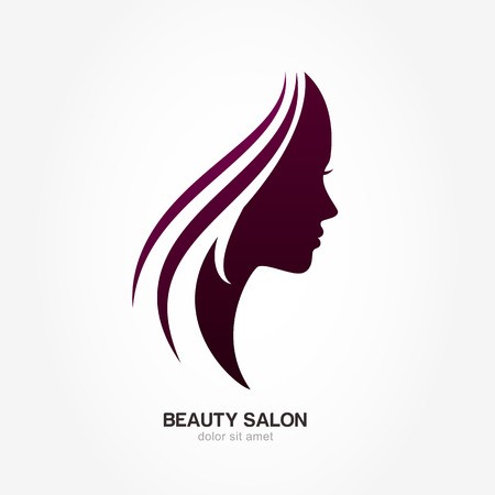 450x450 Beautiful Woman's Profile Face With Streaming Hair Vector Logo