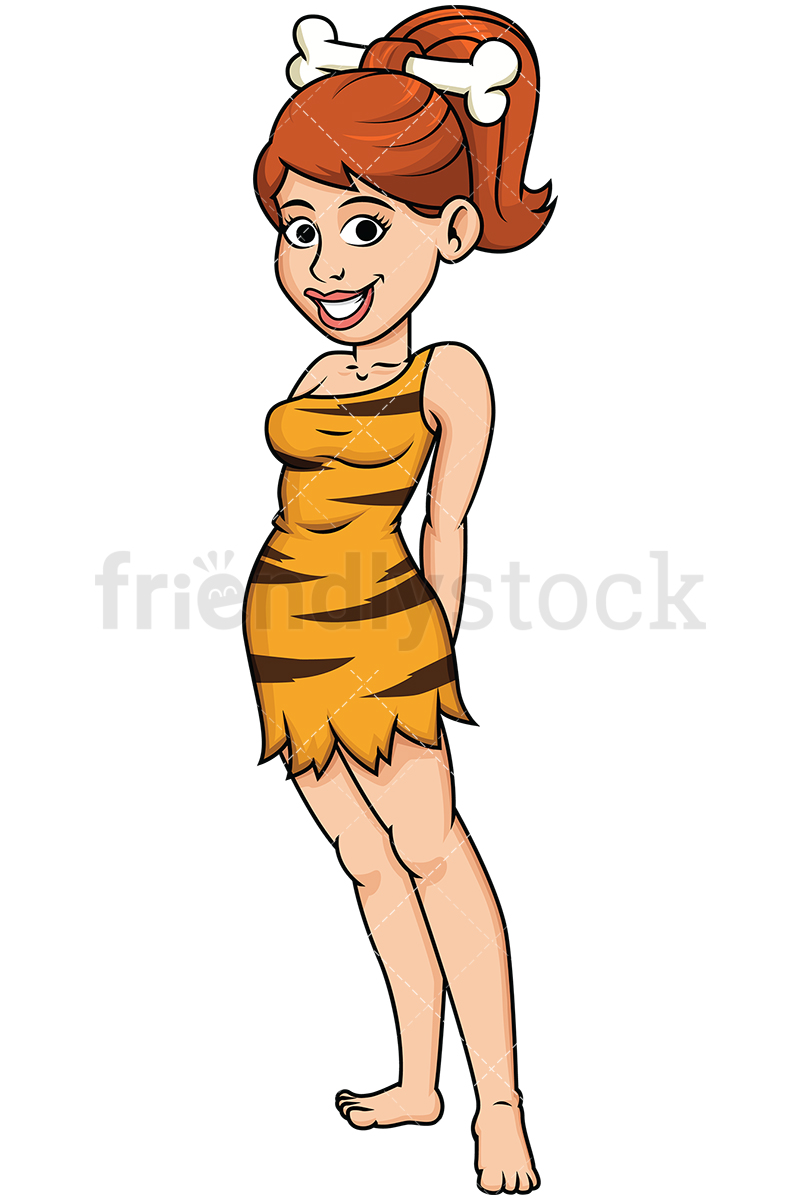800x1200 Cave Woman With Bone In Hair Vector Cartoon Clipart