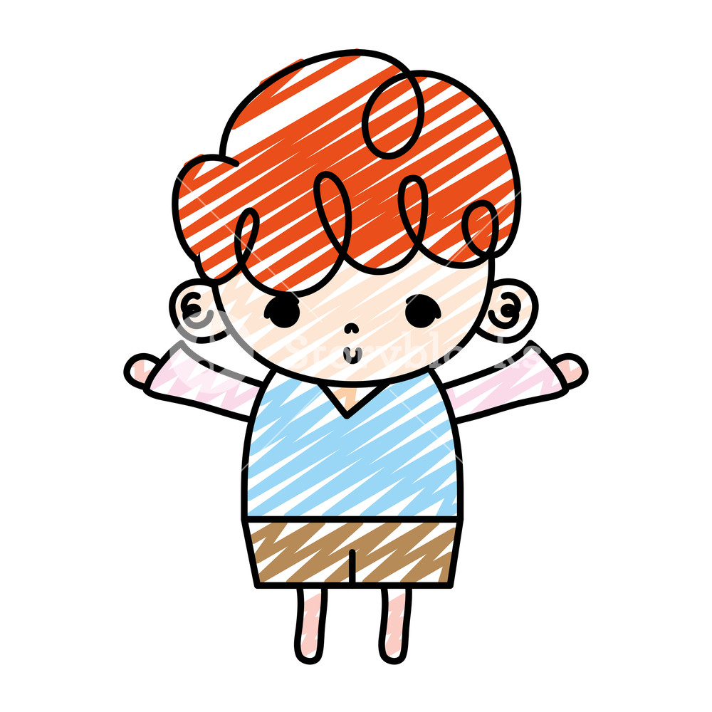 1000x1000 Doodle Cute Boy Child With Curly Hair Vector Illustration Royalty