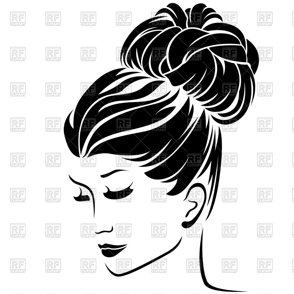 1000x1000 Beautiful Fashion Woman With High Bun Hairstyle Vector Image