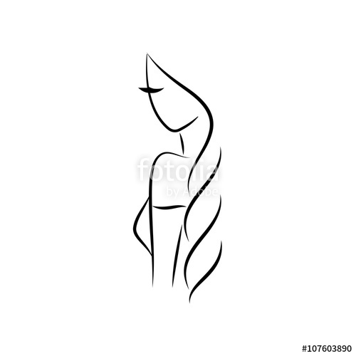 500x500 Beautiful Woman Vector Logo Template For Hair Salon, Beauty Salon