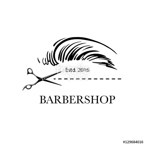 Logo For Barbershop, Hair Salon With Barber Scissors And Haircut 500x500 Logo For Barbershop, Hair Salon With Barber Scissors And Haircut