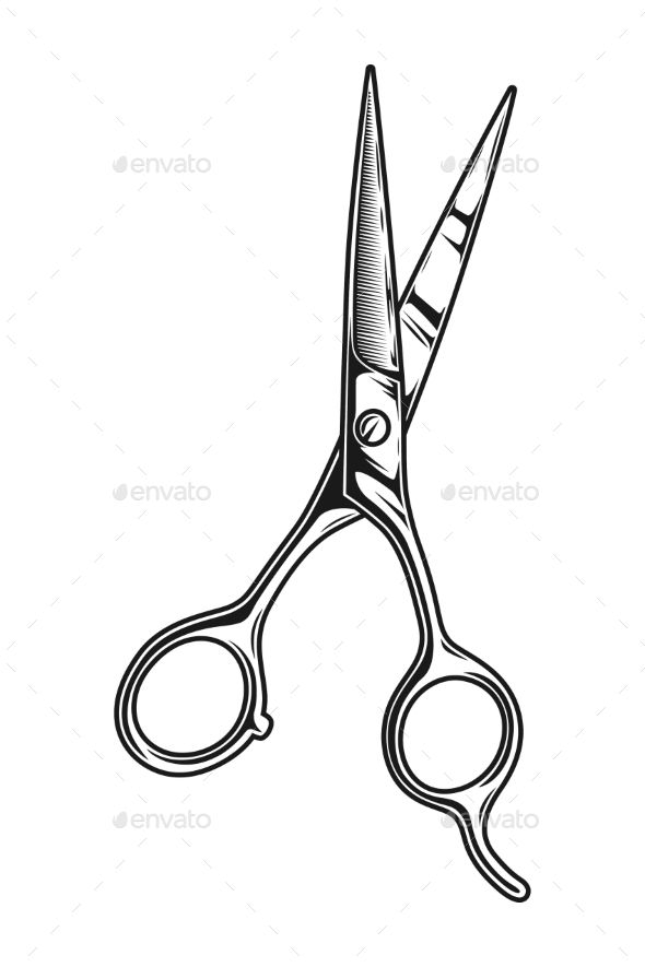 590x885 Vintage Monochrome Barber Scissors Concept