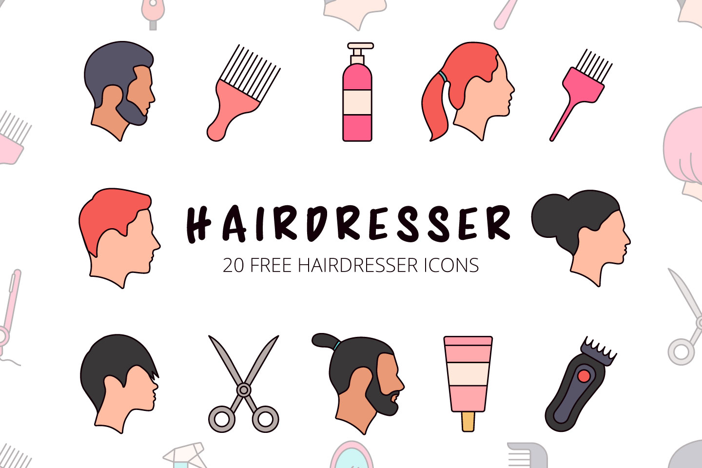1440x960 Hairdresser Vector Free Icon Set