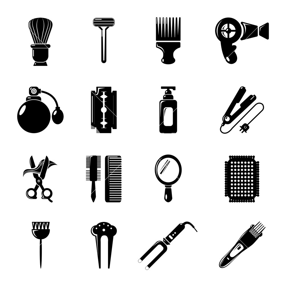 1000x1000 Hairdresser Icons Set Simple Illustration Of Hairdresser