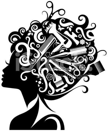 458x556 Lady's Silhouette With Hairdressing Accessories Composed With Her