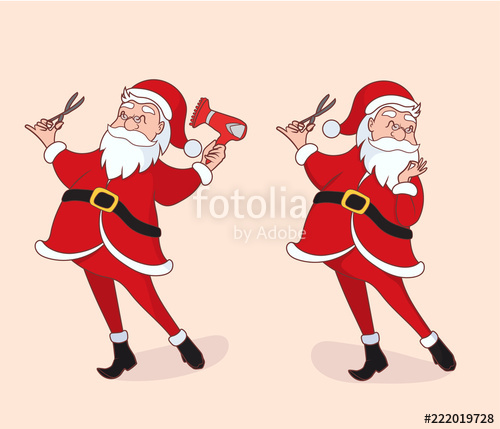 500x429 Santa Claus As A Hairdresser Vector Cartoon Illustration Stock