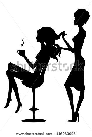315x470 Vector Illustration Of Black Silhouette Hairdresser And Client