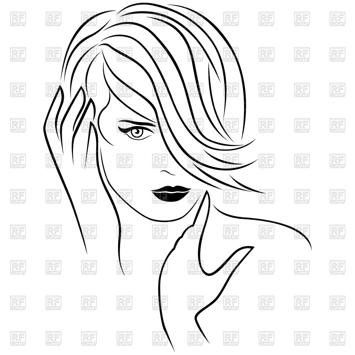 1200x1200 Cute Young Girl With Short Hairstyle Vector Image Of People