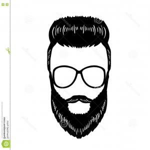 300x300 Barbershop Hipster Beard Mustache Glasses Hairstyle Vector Image