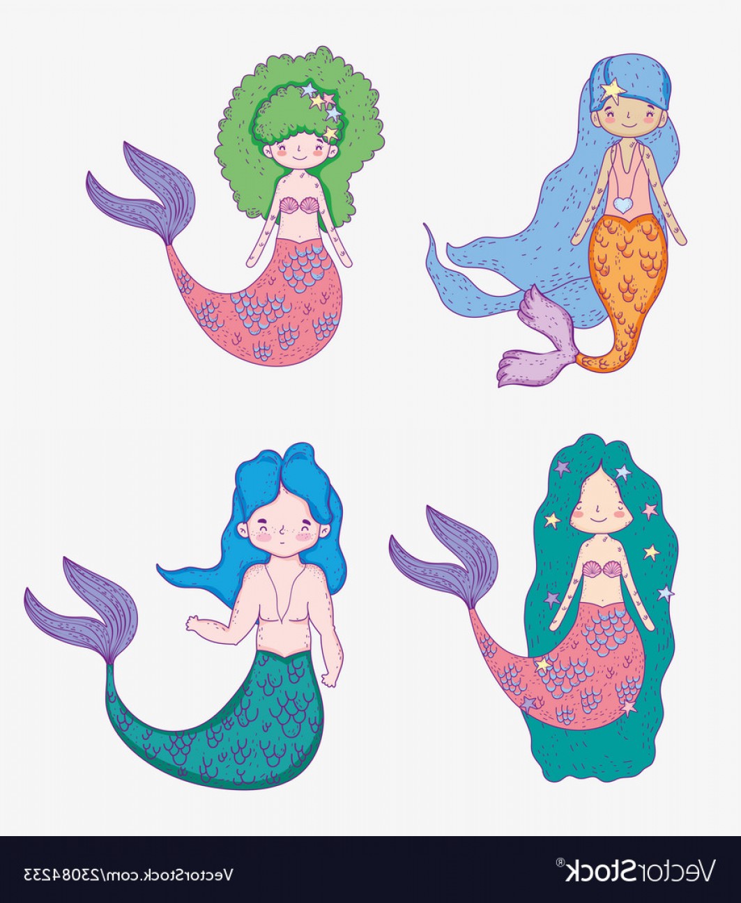 1063x1296 Set Beauty Mermaids Women And Man With Hairstyle Vector Hoodamathrun