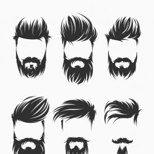 300x300 Set Of Men Hairstyle With Beard Mustache Vector Handandbeak
