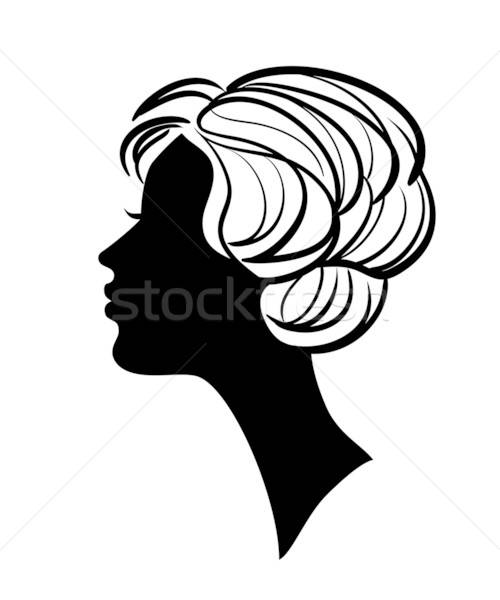 500x600 Beautiful Woman Silhouette With Stylish Hairstyle Vector Icon